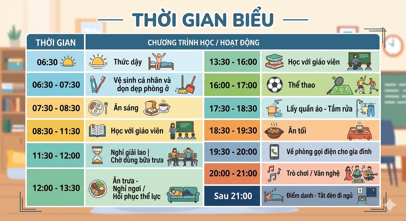 Thời khoá biểu sinh hoạt hằng ngày